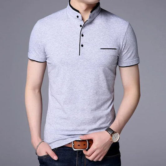 Summer Fashion Mens Polo Shirts Stand Collar Short Sleeve Slim Casual Short Shirt Brand Men's Clothing High Quality Lifestyle
