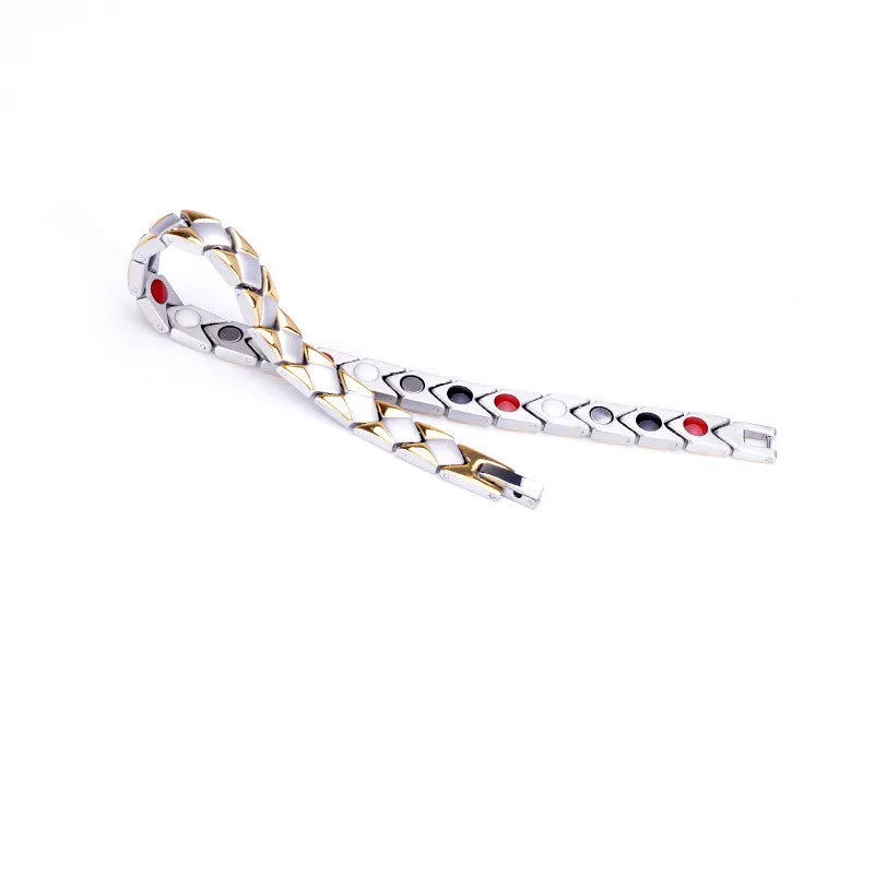 New Health Care Bracelets 4 Elements Design Men's Jewelry Magnet Germanium Stainless Steel Bracelet Women Bangles Jewelry