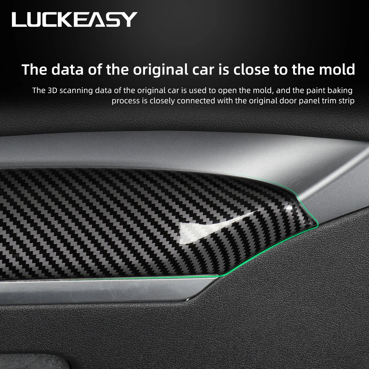 LUCKEAS Auto Accessories Interior Modification For Tesla Model 3 Model Y Car Door Inner CarbonFiber Decoration Trim model3 2023