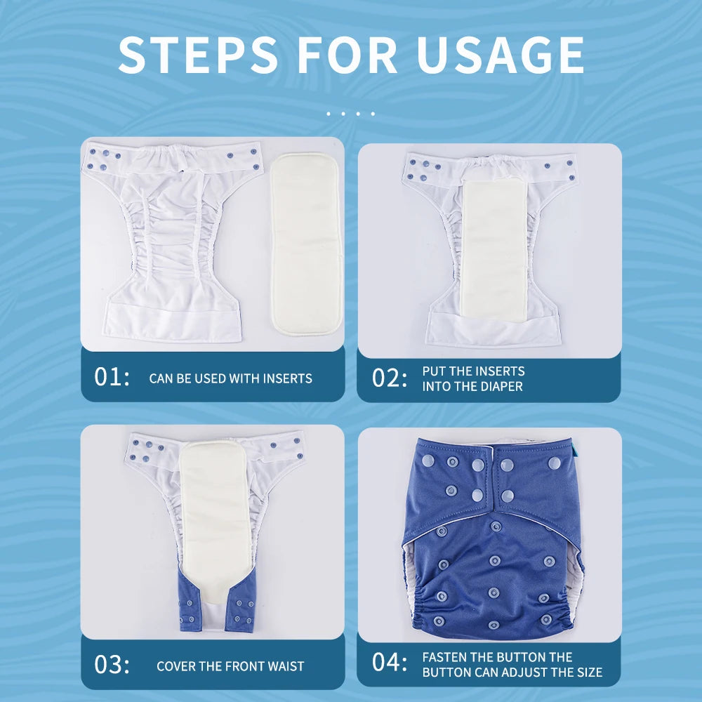 Happyflute Onesize Diapers Panties Washable Reusable Eco-Friendly Baby Diapers for Children Fit 3-15kg Baby