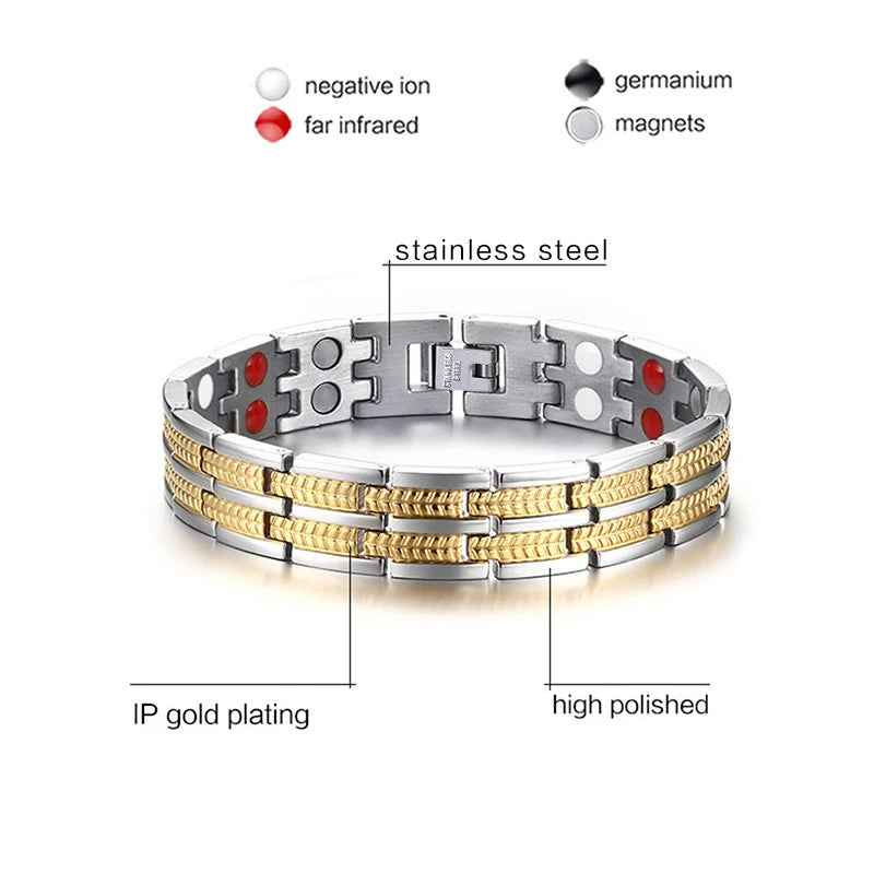 Stainless Steel Chain Germanium Magnetic Bracelet For Woman Energy Bracelet Medical Health Care Men's Jewelry