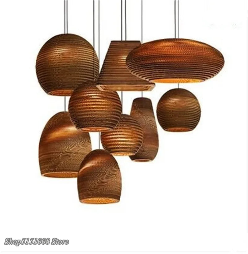 Chinese paper honeycomb pendant lights cardboard personalized living room Dining Room clothing Hanging Lamp Home Decor Luminaire