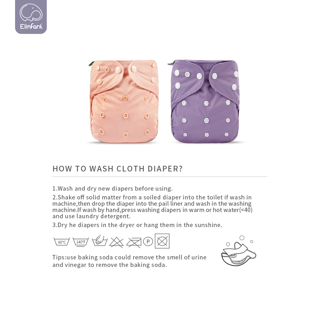 Elinfant 1 Pcs Baby Waterproof Diaper Cover Multiple Colour Reusable Washable Eco-friendly Adjustable Cover Fit 3-15kg Baby