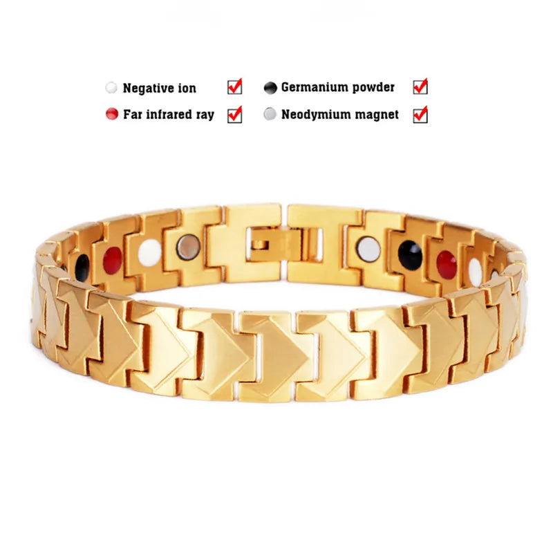 Men's Magnetic Bracelet European American Styele Magnetic Germanium Bracelet Stainless Steel Wristband Health Care Jewelry