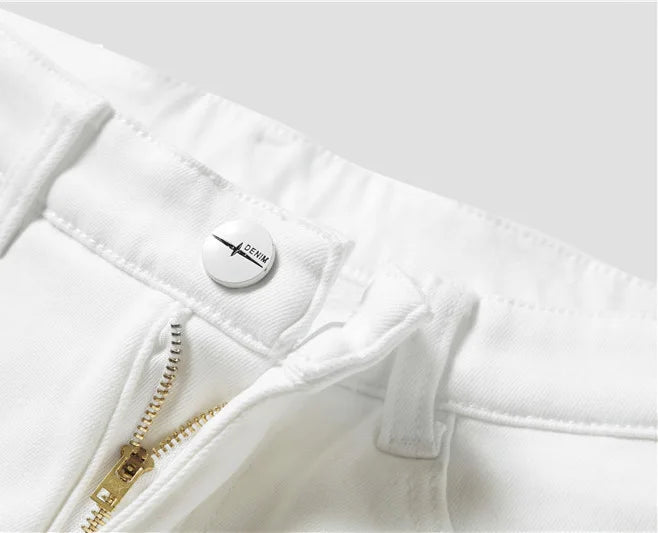 2022 Men Stretch Jeans Fashion white Denim Trousers For Male Winter fleece Retro Pants Casual Men's Jeans size 27-36