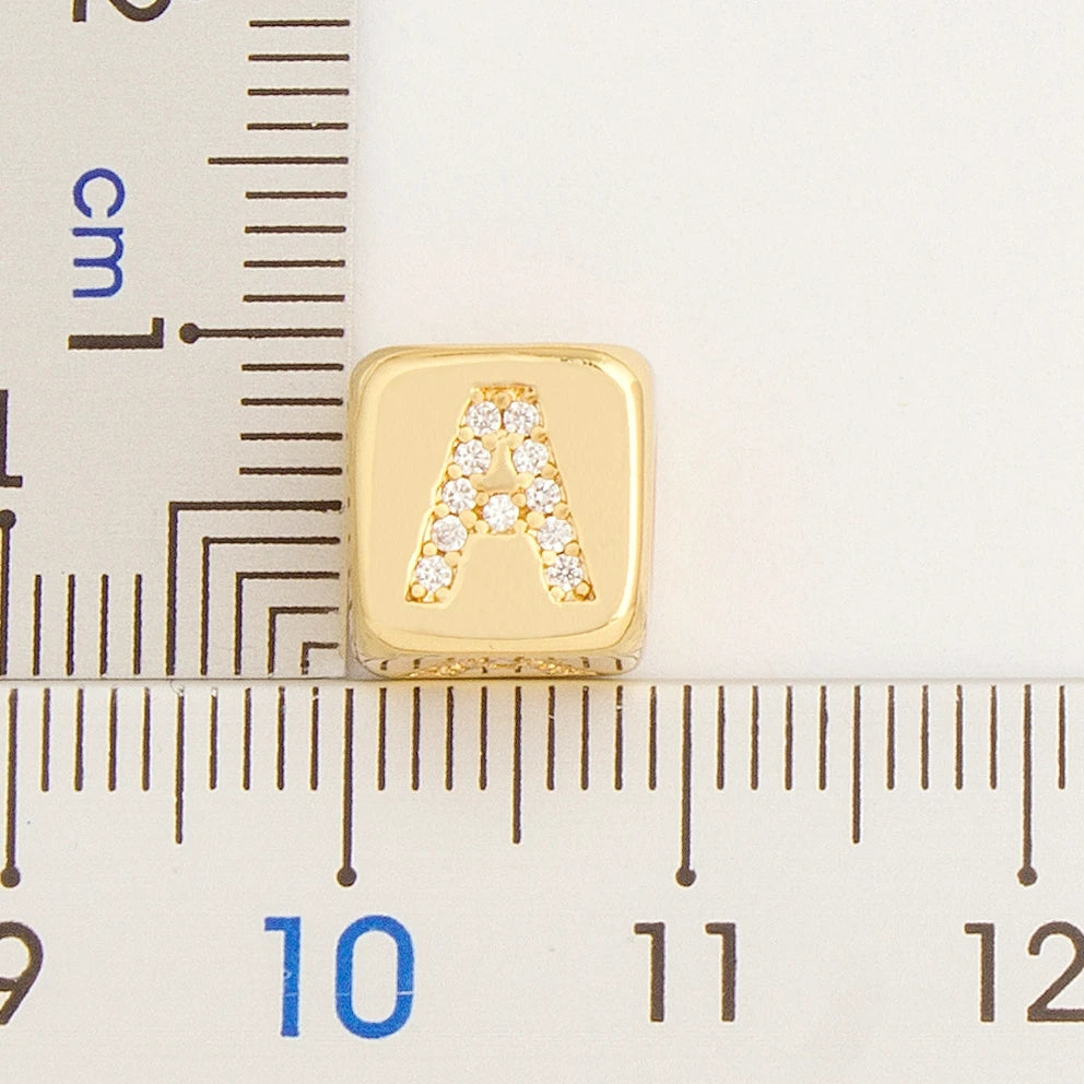 Nidin Hot Sale A-Z Initials Micro Pave Copper Cube Letter Pendant Necklaces For Women Men Charm Chain Family Name Jewelry Gift