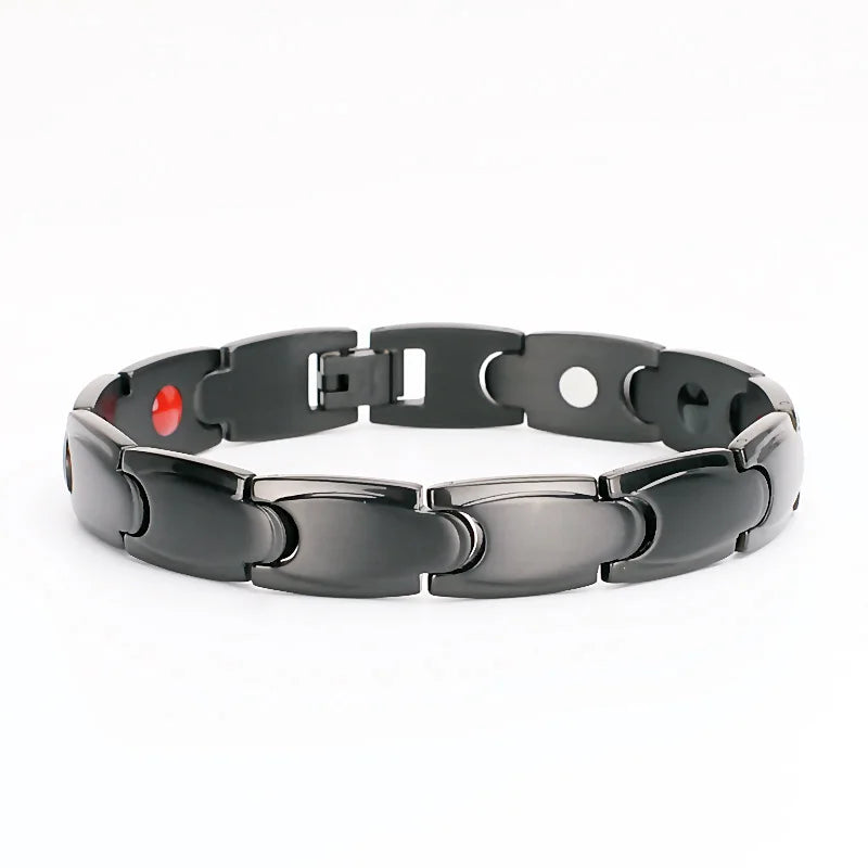 Popular Men's Health Bracelets & Bangles Magnetic Power Stainless Steel Bracelet Black Golden Health Care Jewelry For Man