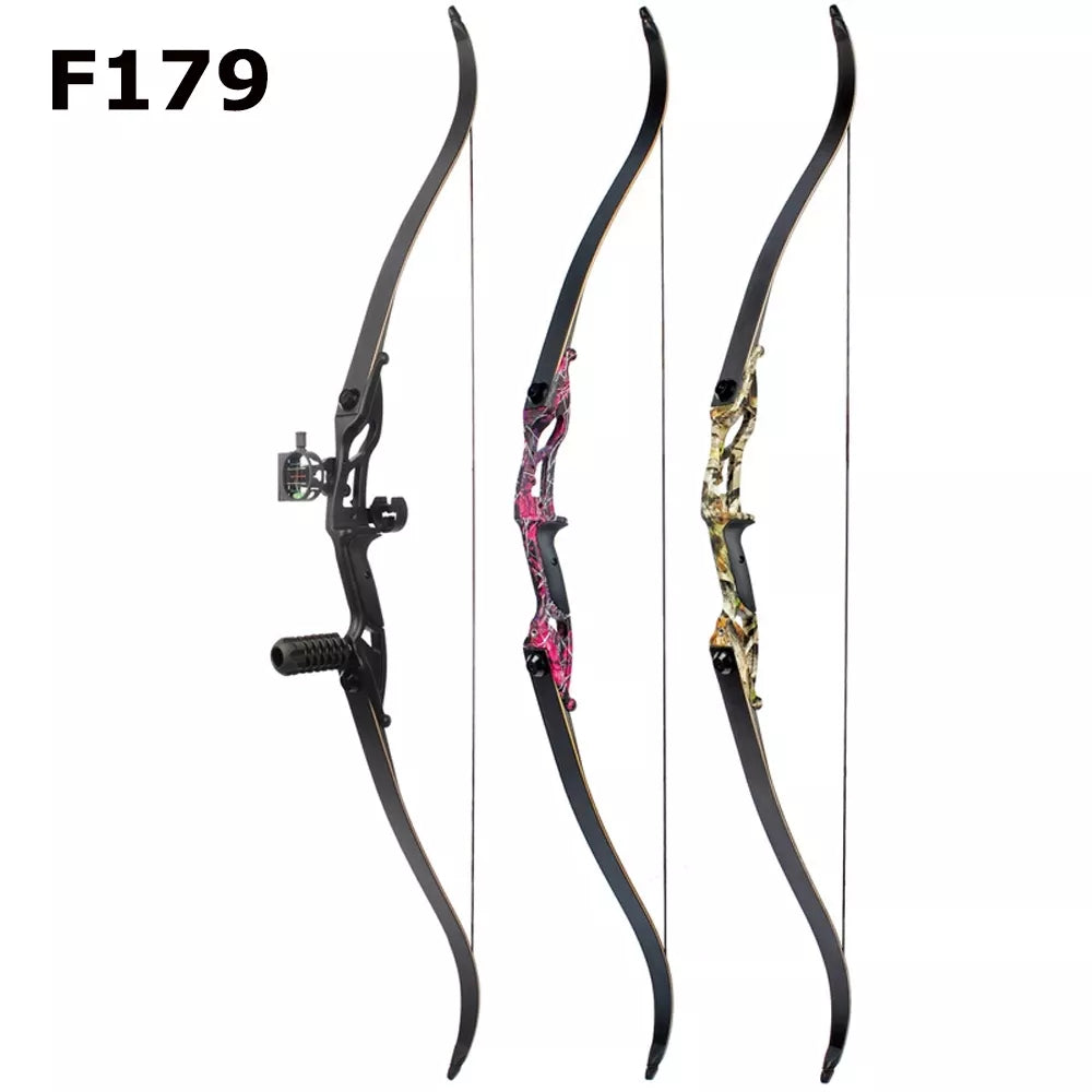 JUNXING F179  56" 30-50lbs Recurve Bow American Hunting Bow Archery 17 inche Metal Riser Tranditional Long Bow Hunting