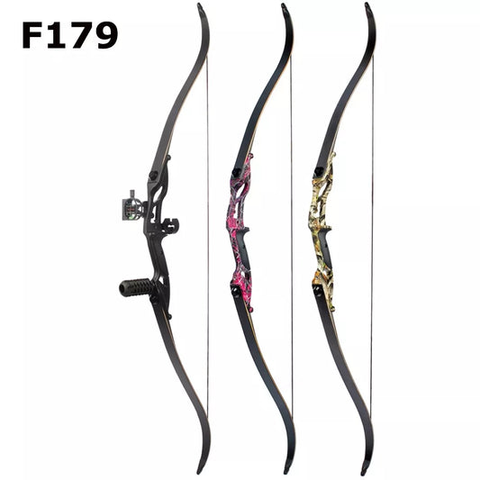 JUNXING F179  56" 30-50lbs Recurve Bow American Hunting Bow Archery 17 inche Metal Riser Tranditional Long Bow Hunting