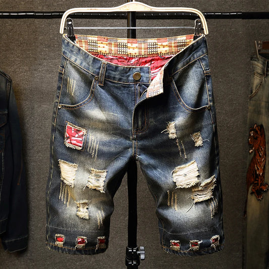 Men's Jeans Ripped Shorts 2023 Summer New Fashion Casual Vintage Slim Fit Denim Shorts Male Brand Clothes