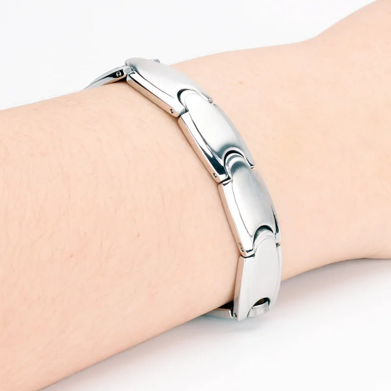 Popular Men's Health Bracelets & Bangles Magnetic Power Stainless Steel Bracelet Black Golden Health Care Jewelry For Man