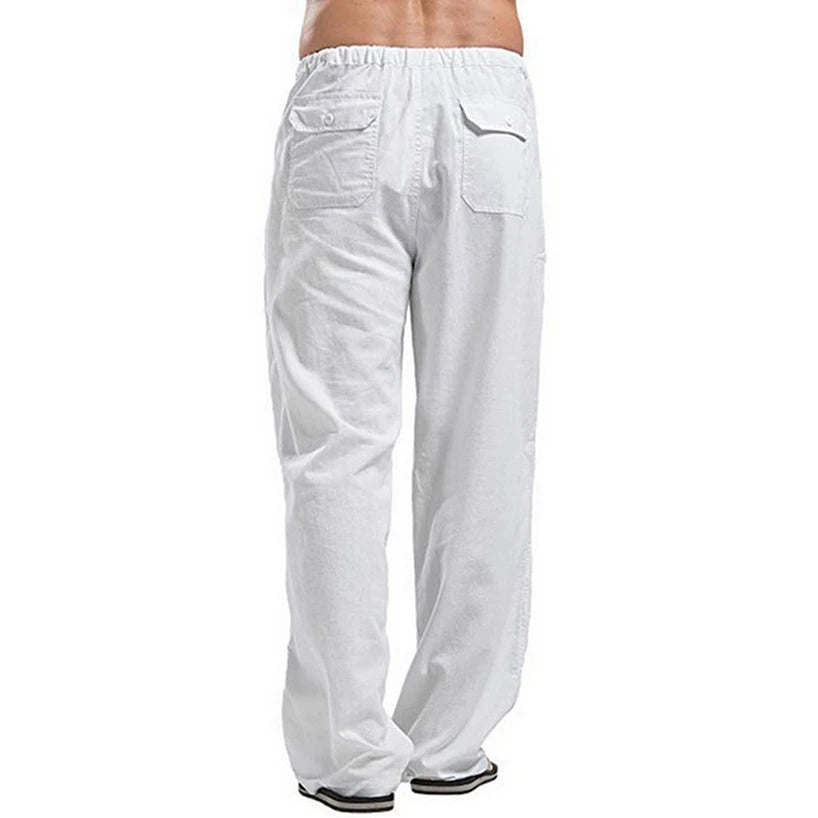Linen Trousers for Men Wide Cargo Pants Summer Oversize Plus Size 5XL Linens Streetwear Spring Harajuku Men's Clothing 2021