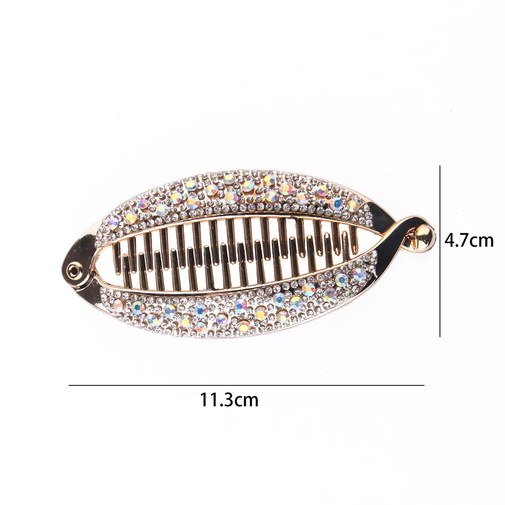 Fish Shape Hair Claw Rhinestone Clips Banana Barrettes Hairpins Hair Accessories For Women DIY Hair Styling