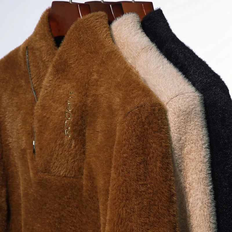 Top Grade Imitation Mink New Fashion Brand Designer Pullover Knit Mens Turtleneck Sweater Autum Korean Casual Men's Clothing