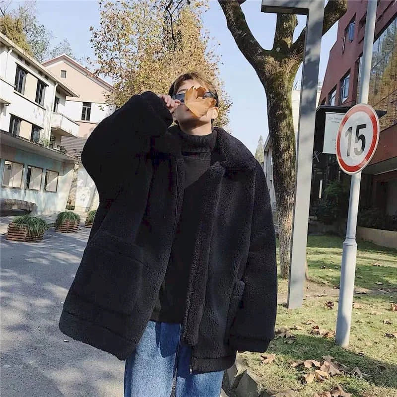 Cotton Thick Lamb Wool Coat Men's 2022 New Winter Padded Jacket Student Warm Jacket  Men's Clothing