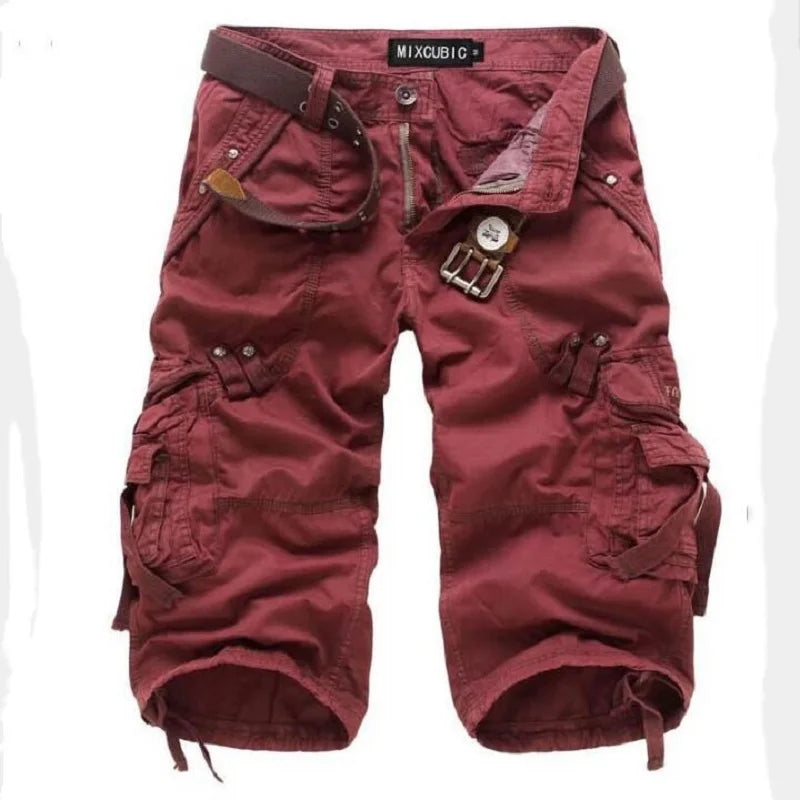 2022 Summer Cargo Shorts Men Casual Workout Military Army Men's Shorts Multi-pockets Calf-length Short Homme Men's Clothing