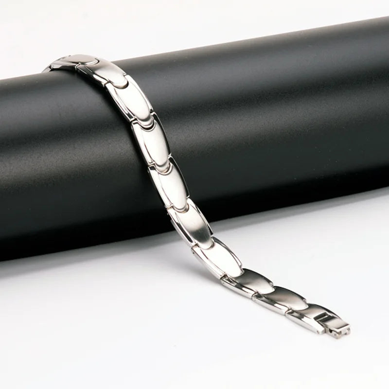 Popular Men's Health Bracelets & Bangles Magnetic Power Stainless Steel Bracelet Black Golden Health Care Jewelry For Man