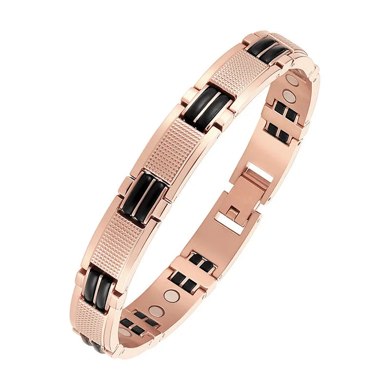 Oktrendy Couple Magnetic Stainless Steel Bracelet With Hook Buckle Clasp Therapy Bangles Man Health Care Jewelry Men's Bracelets