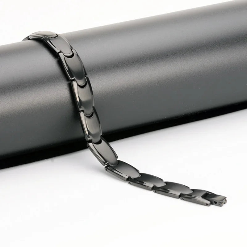 Popular Men's Health Bracelets & Bangles Magnetic Power Stainless Steel Bracelet Black Golden Health Care Jewelry For Man