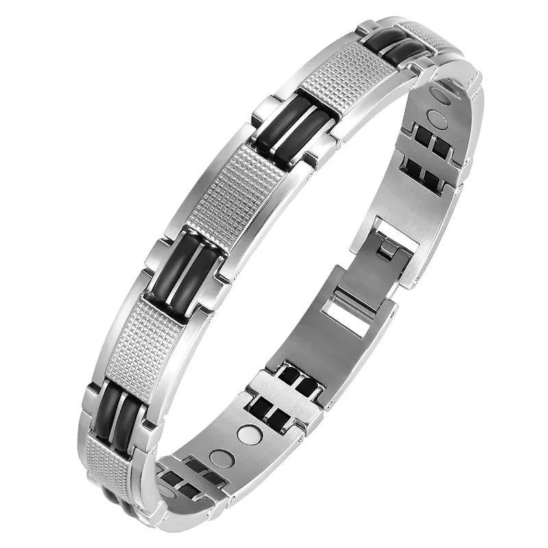 Oktrendy Couple Magnetic Stainless Steel Bracelet With Hook Buckle Clasp Therapy Bangles Man Health Care Jewelry Men's Bracelets