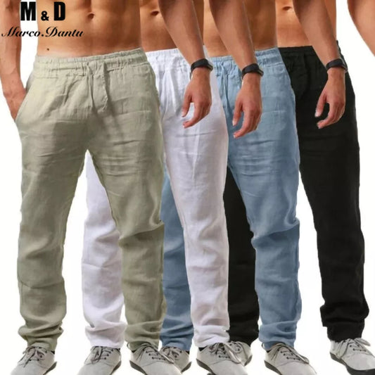 2021 New Men's Cotton Linen Pants Male Summer Breathable Solid Color Linen Trousers Fitness Streetwear M-3XL Men's Clothing