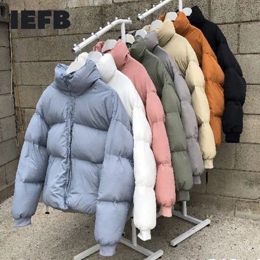 IEFB /men's clothing Korean mulit color short style cotton-padded clothes witner clothes couple Korean fashion oversize 9Y3697