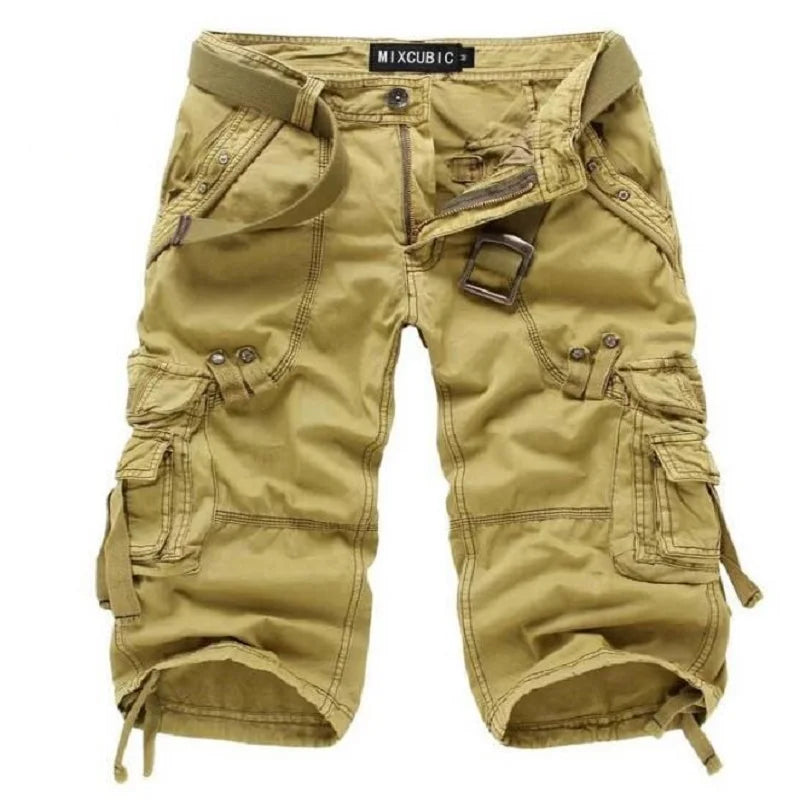 2022 Summer Cargo Shorts Men Casual Workout Military Army Men's Shorts Multi-pockets Calf-length Short Homme Men's Clothing