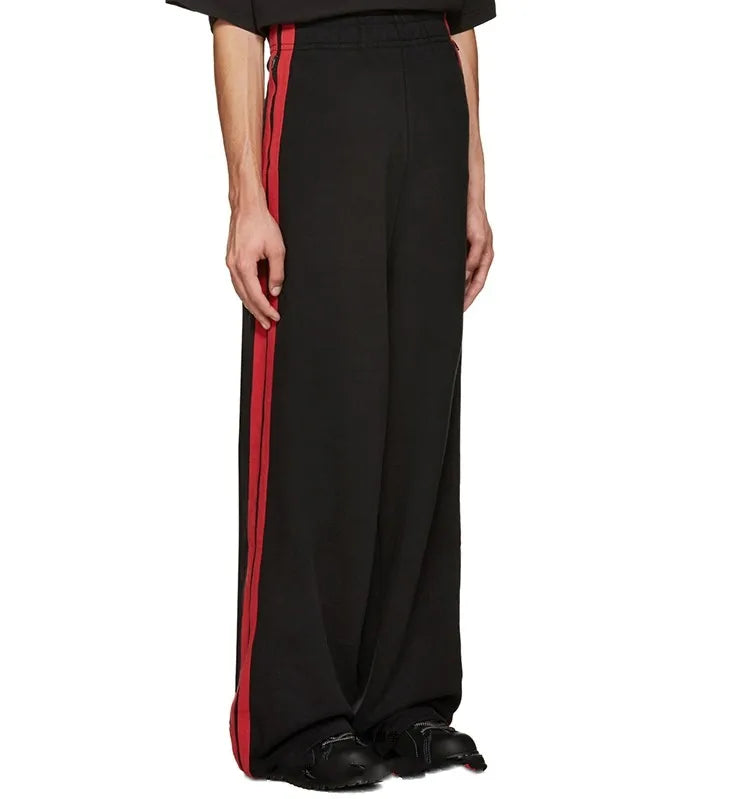 New Men's Clothing Gd Hair Stylist Fashion Red Side Stitching Casual Wide Leg Pants Plus Size Singer Costumes