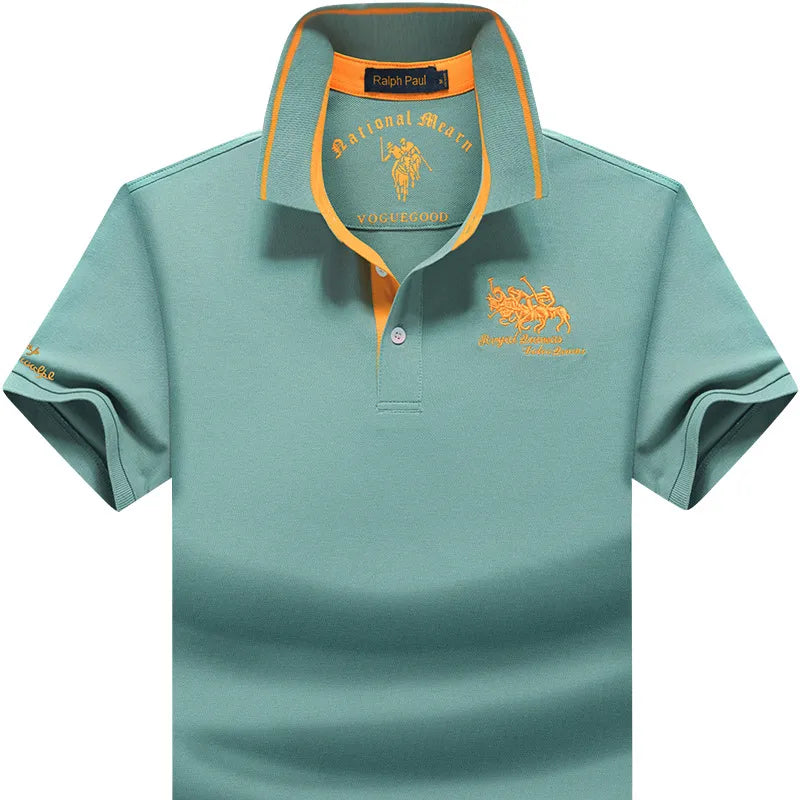 men's polo shirt short sleeve t-shirt summer new men's Lapel Loose Large Size Half Sleeve T-shirt Top Men's Clothing