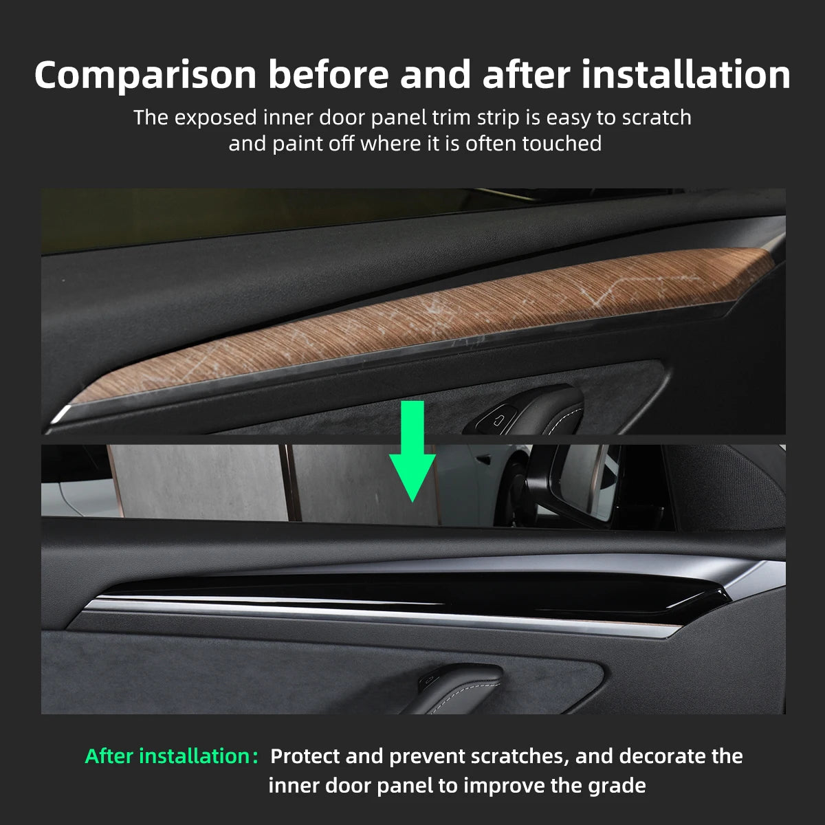 LUCKEAS Auto Accessories Interior Modification For Tesla Model 3 Model Y Car Door Inner CarbonFiber Decoration Trim model3 2023