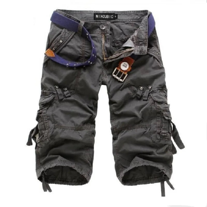 2022 Summer Cargo Shorts Men Casual Workout Military Army Men's Shorts Multi-pockets Calf-length Short Homme Men's Clothing