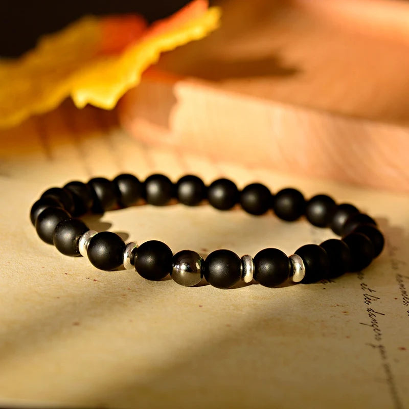 Frosted Hematite Stone Bracelet For Women Men Natural Stone Bead Health Care Magnet Hematite Beads Bracelet Men's Jewelry