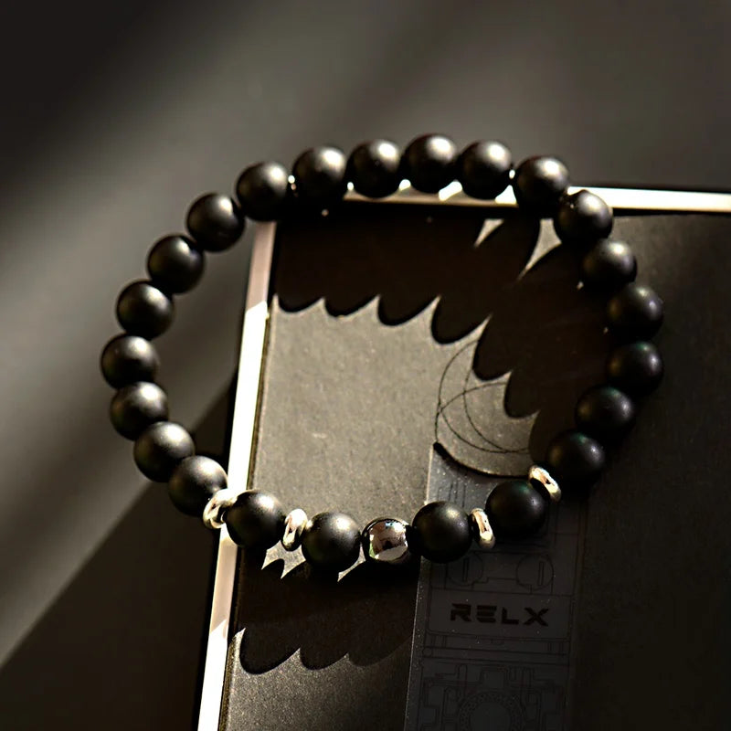 Frosted Hematite Stone Bracelet For Women Men Natural Stone Bead Health Care Magnet Hematite Beads Bracelet Men's Jewelry