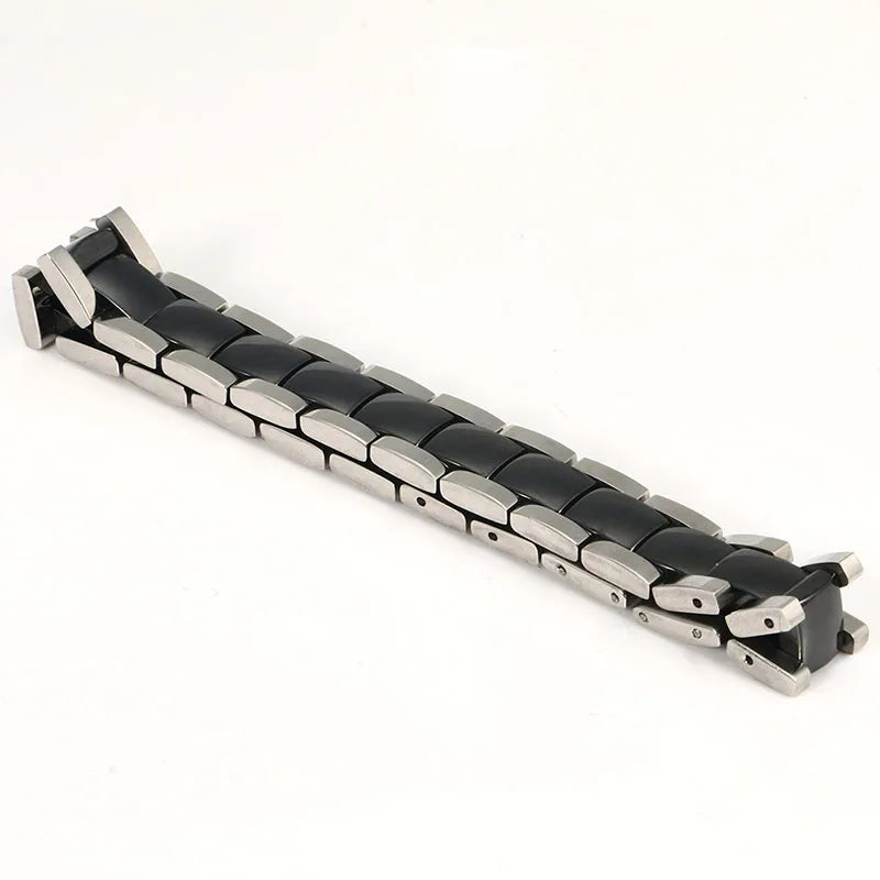 Magnetic Hematite Stainless Steel Bracelet Men's Health Bracelets With Hook Buckle Clasp Therapy Bangles Man Health Care Jewelry