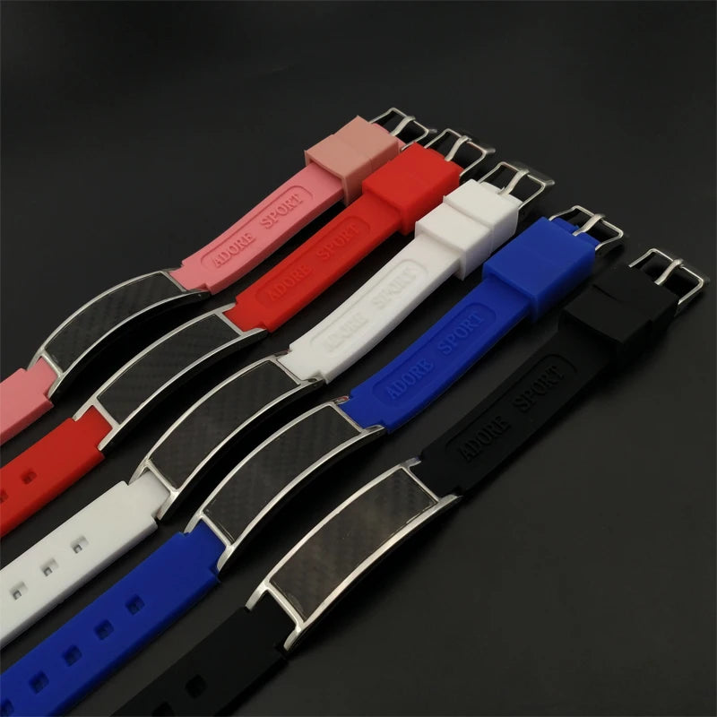 Free Shipping Men's Bracelet Carbon Fiber Magnetic Health Care stainless silicone Bracelets Bangle Free Adjust