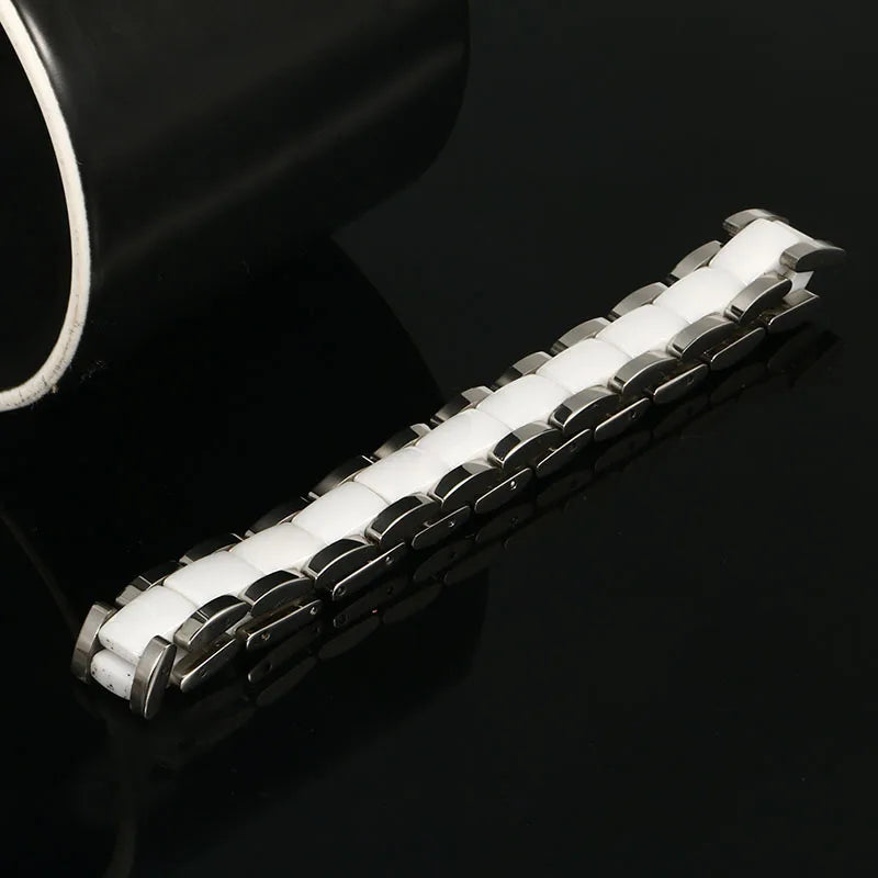 Magnetic Hematite Stainless Steel Bracelet Men's Health Bracelets With Hook Buckle Clasp Therapy Bangles Man Health Care Jewelry