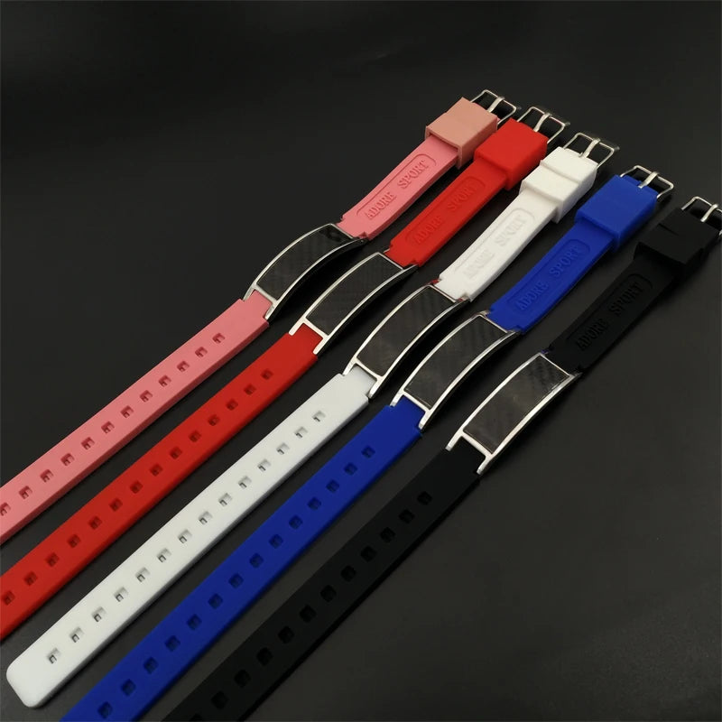 Free Shipping Men's Bracelet Carbon Fiber Magnetic Health Care stainless silicone Bracelets Bangle Free Adjust