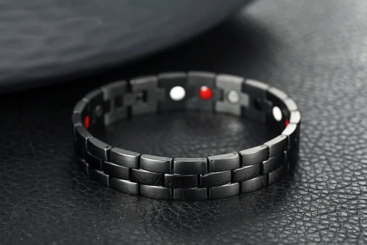 New Men's Pure Titanium Jewelry Magnetic Bracelet For Men Germanium Far Infra Red Fashion Black Health Care Bracelets