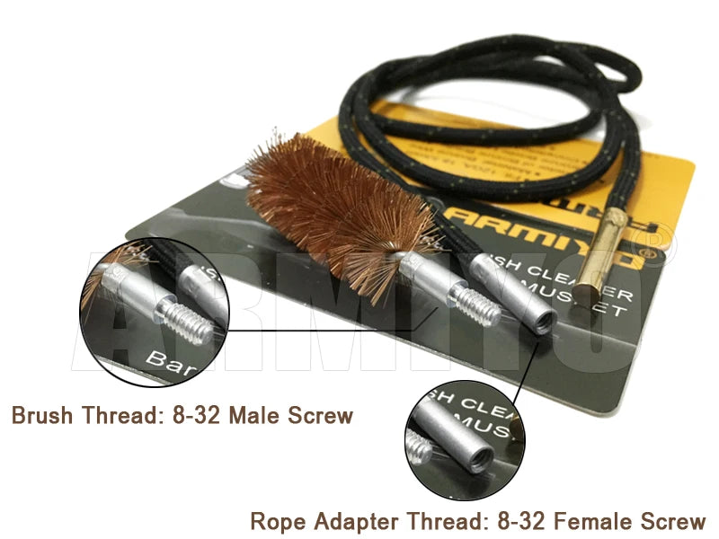 Armiyo Gun Bore Brush .22Cal 5.56mm Airsoft Rifle Barrel Cleaning Kit Hunting Shooting Accessories Screw Thread Size 8-32 m4