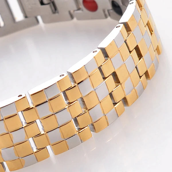 Gold Color Men's Health Care Bracelets & Bangles Stainless Steel Charm Bracelet Jewelry for Man with Magnetic Germanium SS005B