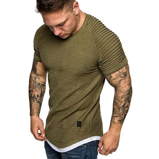 2023Summer Streetwear T-Shirts Men's Clothing M-3XL Casual Short Sleeve T Shirt Men Slim Fit Solid T Shirts Tops Tee Shirt Homme