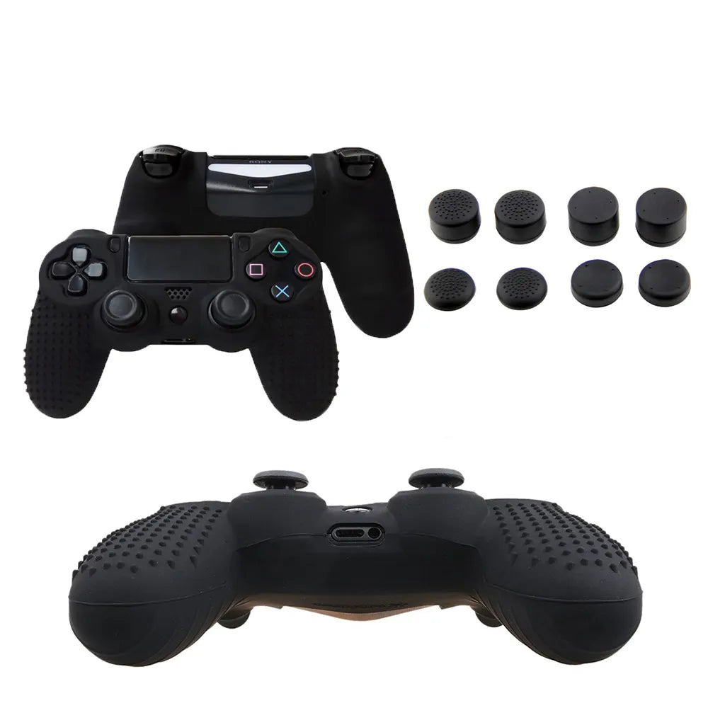 Silicone Gamepad Cover Case Skin for Dualshock 4 /PS4 /PS4 pro Slim Console Controller &Stick Grip Caps Anti-slip Joystick Cover