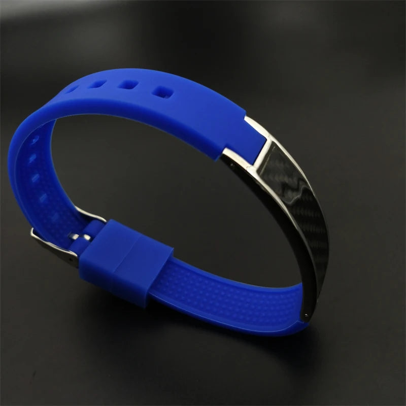 Free Shipping Men's Bracelet Carbon Fiber Magnetic Health Care stainless silicone Bracelets Bangle Free Adjust