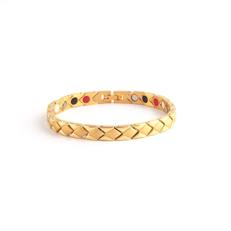 New Health Care Bracelets 4 Elements Design Men's Jewelry Magnet Germanium Stainless Steel Bracelet Women Bangles Jewelry