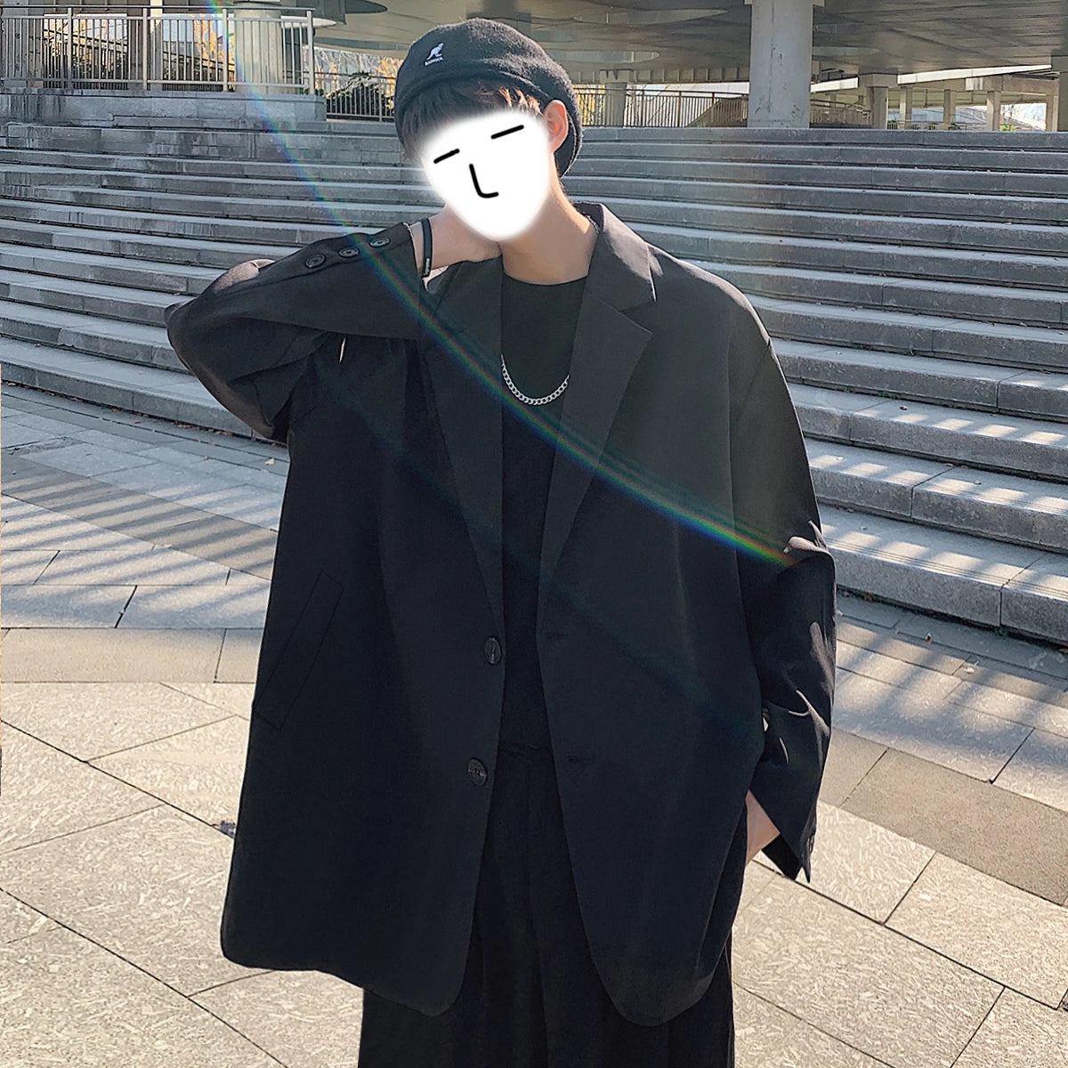 Hip Hop Loose Plus Size Suit Male Kpop Oversized Tops Men'S Clothing Ulzzang Fashion Coat Streetwear Jackets