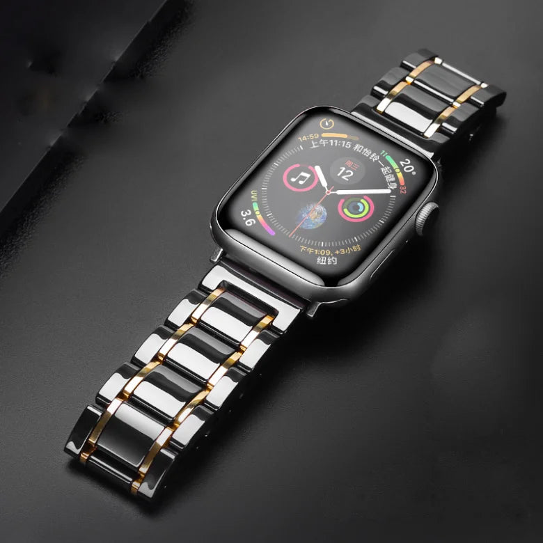 Ceramics correa for apple watch bands Series 6 5 4 44 40mm Bracelet for iwatch band 3 2 38 42mm women men watches Fran-38h strap
