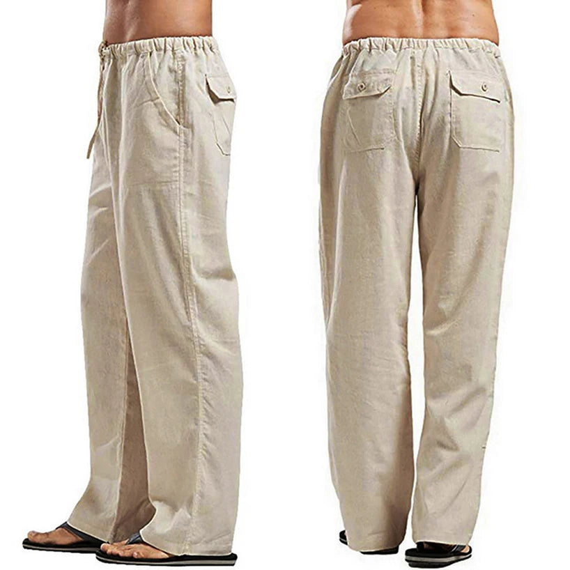 Linen Trousers for Men Wide Cargo Pants Summer Oversize Plus Size 5XL Linens Streetwear Spring Harajuku Men's Clothing 2021