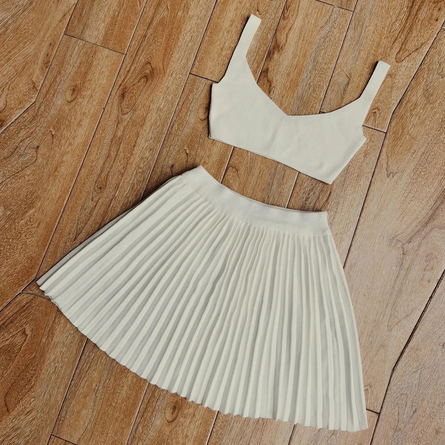 BOOFEENAA Sexy Knit Sweater 2 Piece Sets Womens Vacation Outfits Summer 2023 Crop Top Mini Skirt Suits Y2k Dress C88-EB30