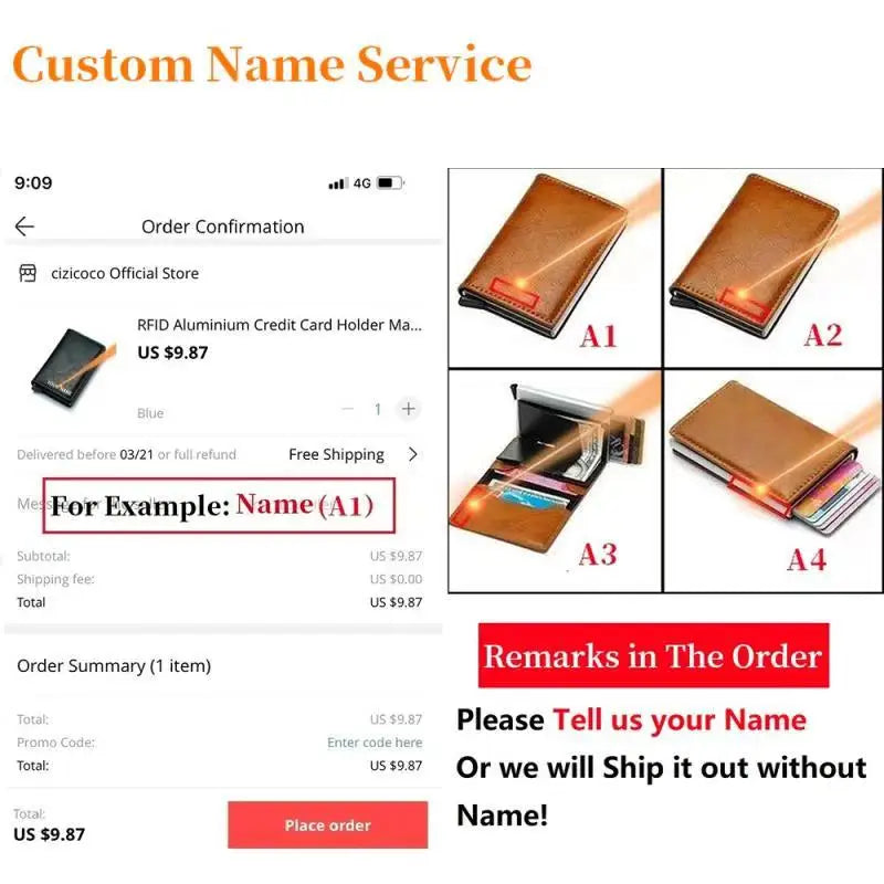 Custom Name Credit Card Holder Men Double Carbon Fiber Anti Rfid Card holder Wallet Metal Business Bank Creditcard Mini Wallet