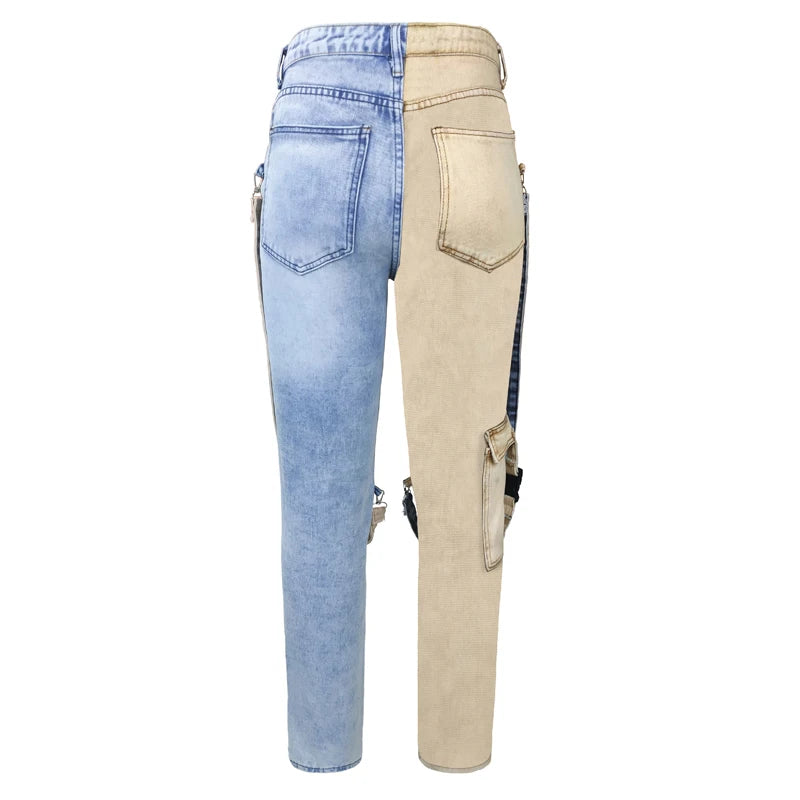 Men's jeans 2021 high street straight overalls men's oversized hip-hop yellow blue denim trousers fashion men's casual jeans